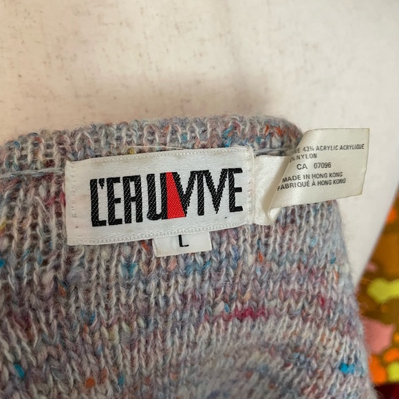 Vintage 1980’s Puff Sleeve Confetti Sweater - Size Large - Picture 7 of 7